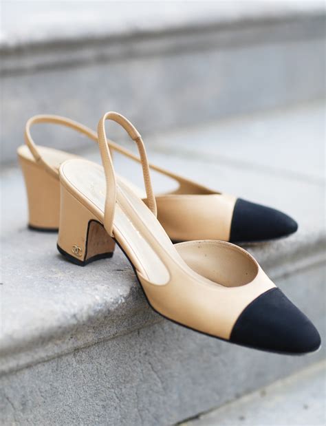 chanel black sling back|chanel pumps beige and black.